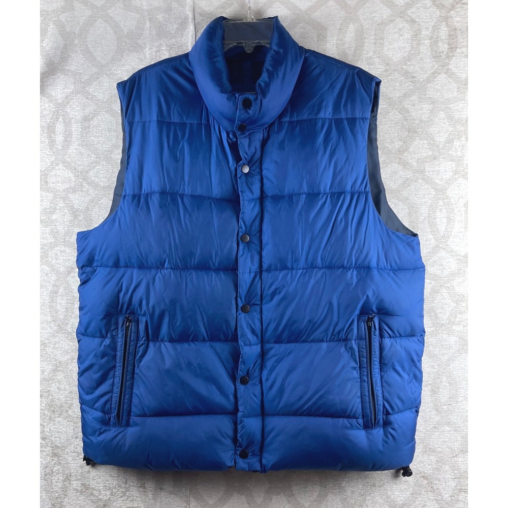 Old Navy Puffer Vest Mens Large Blue Excellent Quilted Snap Front Nylon Winter